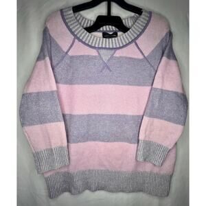 J Crew Italian Cashmere Pink/Purple Striped Sweater Size XS